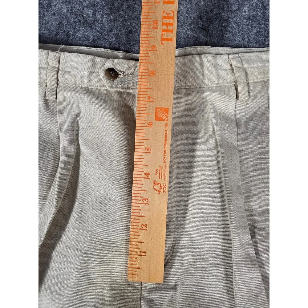 Vintage Dockers Pleated Linen Cotton Trousers Men 40x30 Beige Cuffed Chino Pants